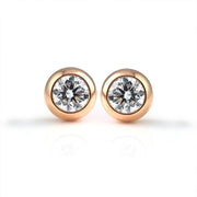 Elegant Button Round Cut Lab Diamond Bezel Ear Studs - LGG Jewelry